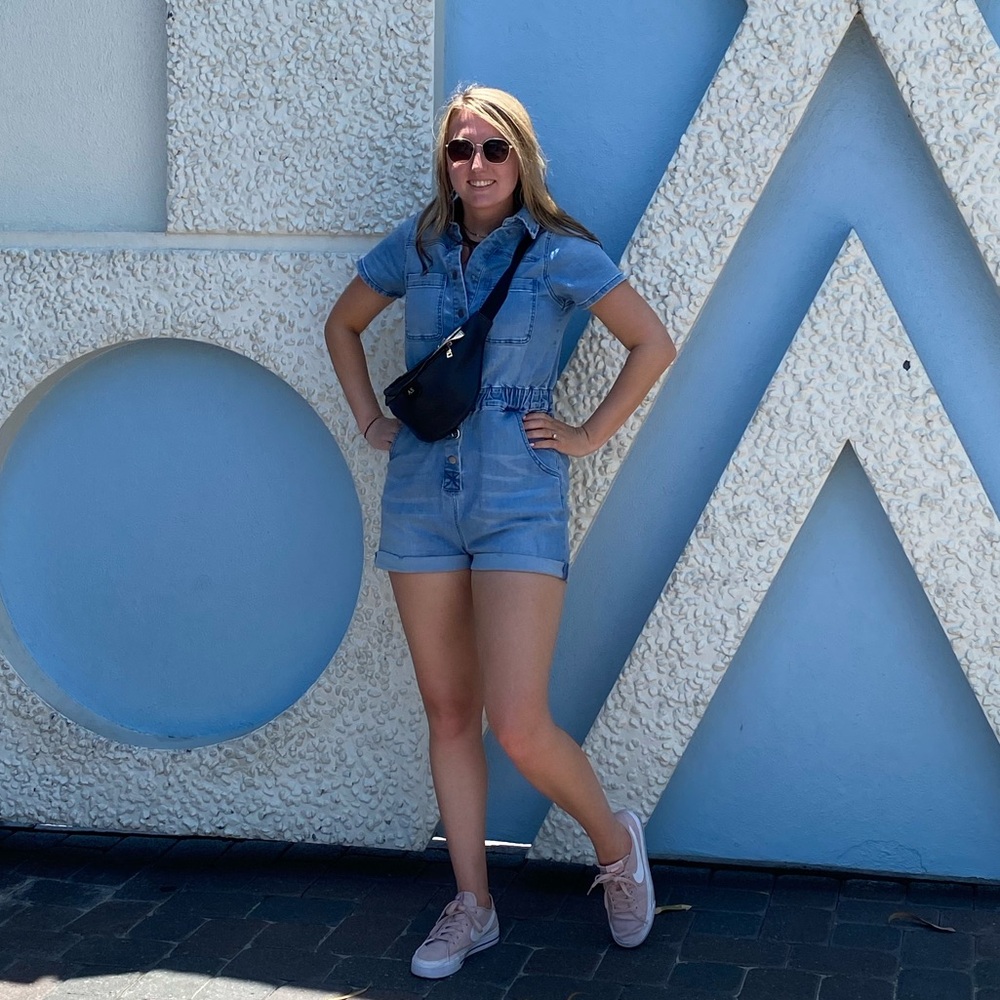 Denim Short Sleeve Romper